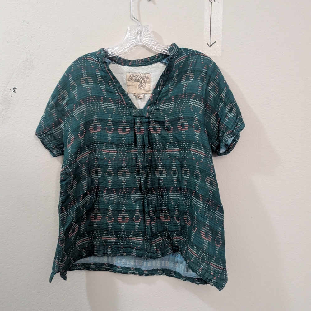 Acler Teal Geometric Blouse